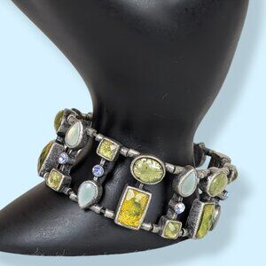 Lia Sophia Green Yellow & Blue Stretch Bracelet